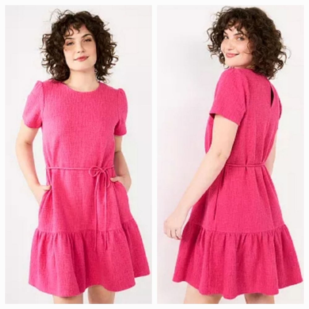 Women's DRAPER JAMES RSVP™ Textured Ruffle Mini Dress ~ Pink